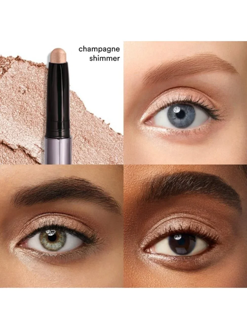 Waterproof Cream-to-Powder Eyeshadow Stick - Champagne Shimmer, Long-Lasting